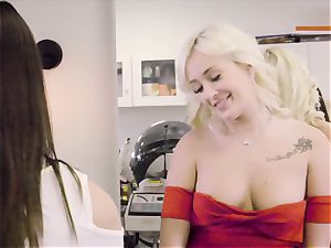Hairdresser sapphic vagina licking with Daisy Lee and Eva long